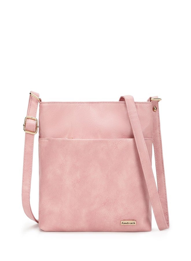fastrack Pink Sling Bag for Women | Sleek Faux Leather Crossbody with Quick-Access Pocket, Adjustable Strap & Minimal Design | Lightweight Everyday Sling for Casual Outings & College - Image 1